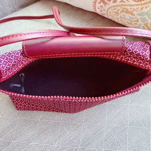 Longchamp Le Pliage Nylon Mini Crossbody Bag, Dandy Print, Fig Bordeaux - Picture 8 of 9